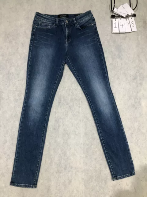 Jeanswest Butt Lifter Sz 12 Blue Womens Denim Jeans Zip Mid Rise Skinny Stretch