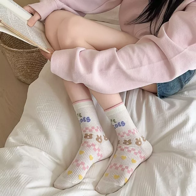 Mesh Cartoon Bear Lolita Stockings Cute Mid Length Socks New Thin Women Socks