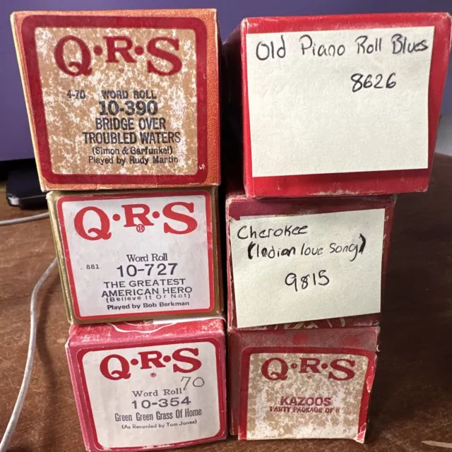 VINTAGE QRS Player Piano Word Roll Lot of 6