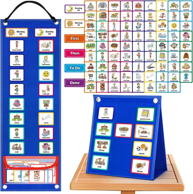 Ic Toy Routine VISUAL TIMETABLE CHILDREN Daily Routine Chart with 86 PECS Cards Now ...