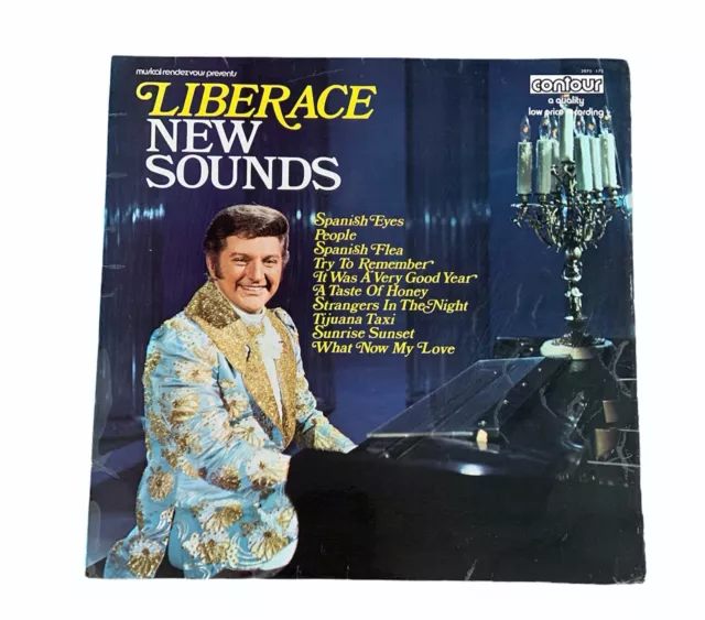 Vintage LIBERACE NEW SOUNDS 1966 12" LP vinyl CONTOUR record.Photo sleeve VG