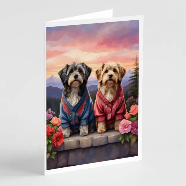 Tibetan Terrier Two Hearts Greeting Cards Envelopes Pack of 8 DAC4704GCA7P