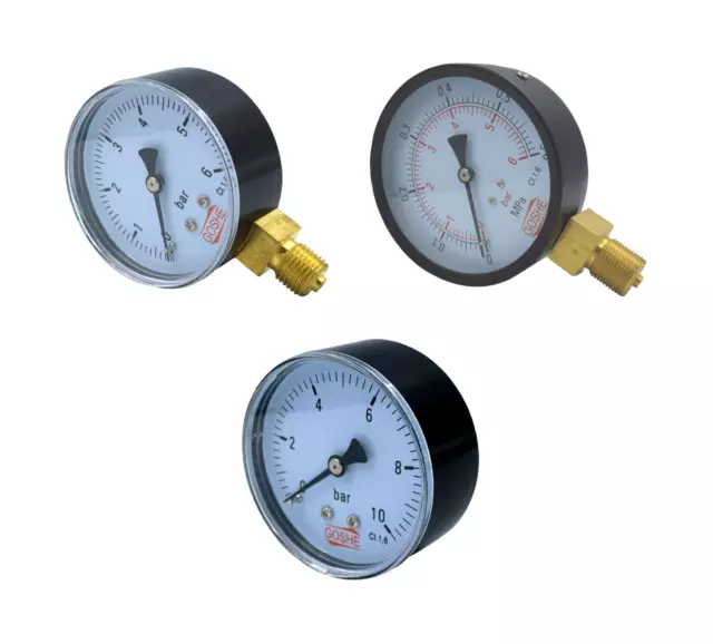 Mini-Manometer waagerecht, Klasse 4.0 Druckluftmanometer (G 1/8 / 0-10