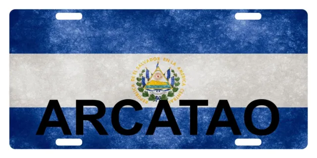 Republica De El Salvador Flag License Plate Patriotic Version Arcatao