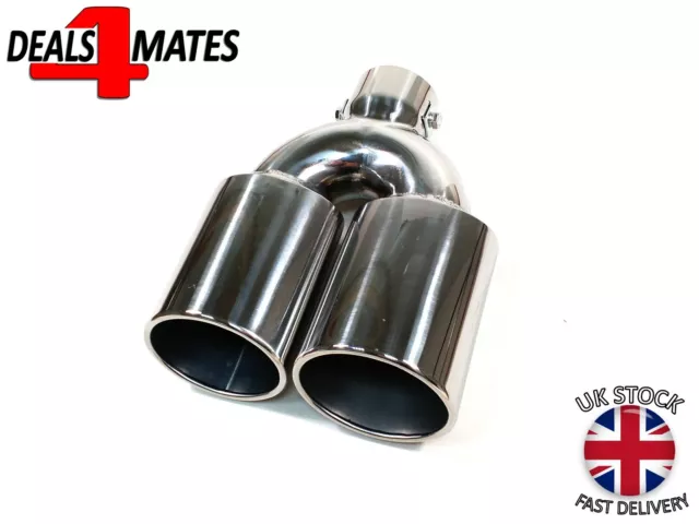 Racing Stainless Steel Universal Exhaust Tailpipe Tip Twin Muffler Pipe