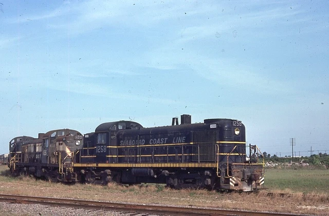 ORIGINAL 1976 RAILROAD SLIDE SCL SEABOARD COAST LINE 1256 Tampa FLORIDA Alco RS3