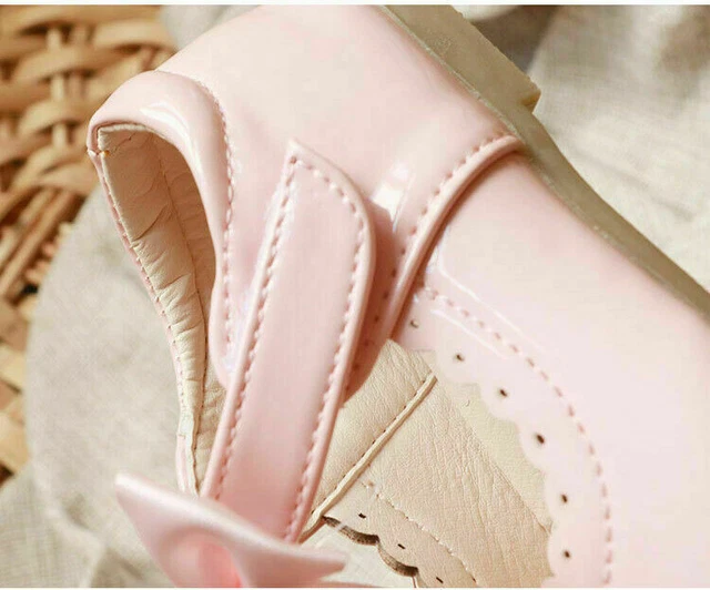 Scarpe Fiocco Spagnole Patinate Bianco Rosa Festa Matrimonio Bambina Fiore 12