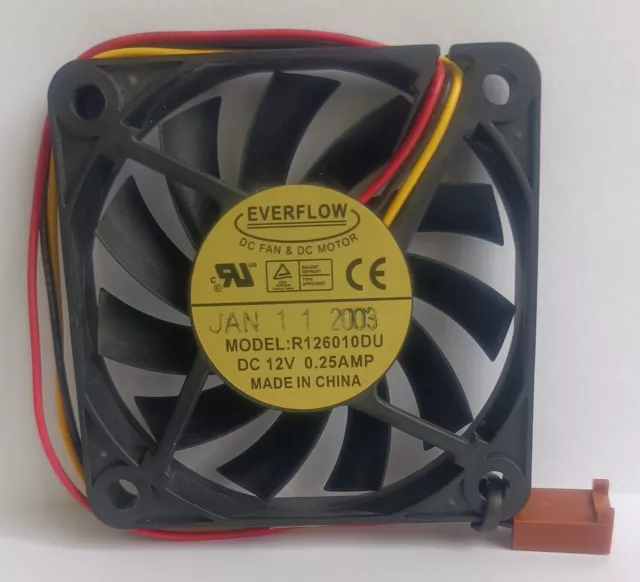 Ventilateur CPU EVERFLOW R126010DU - DC12V, 0.25A - 60x60x10mm Cooling Fan 3 pin