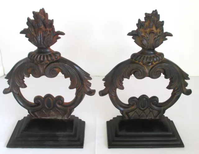 Set of Two Bombay Ornate Cast Iron Bookends 9.25 Inches Tall