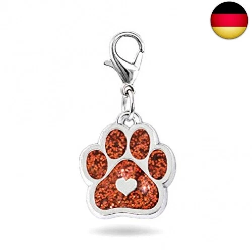 10 Stück Katze Hund Pfote Emaille Charms Anhänger mit Karabiner Schlüsselkette G 3