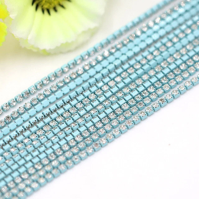 10Yard SS6 Glass Rhinestone Crystal Chain Clear Close Trim Sewing Craft DIY