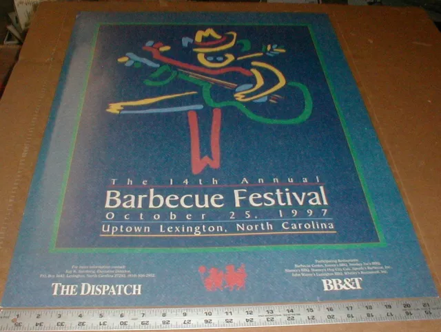 1997 Barbecue Festival Lexington North Carolina NC 14th Annual Art Pig Poster