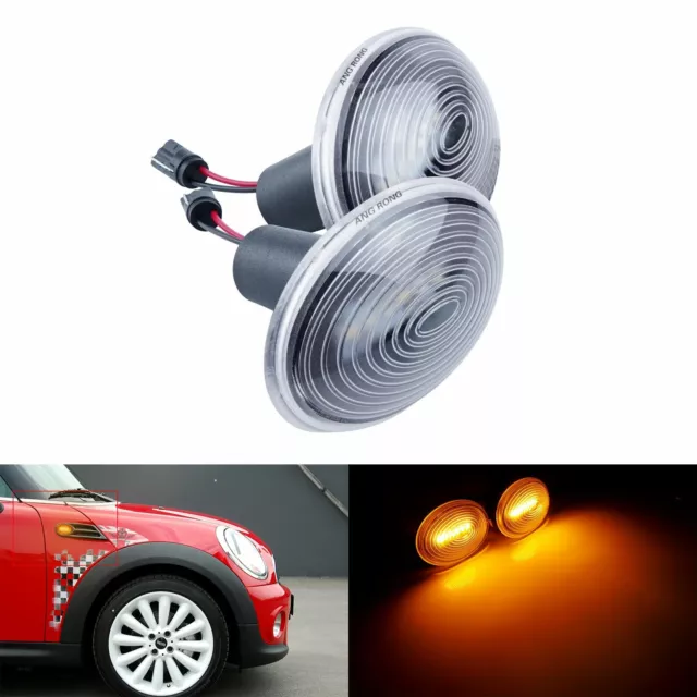 2X Amber/White LED Side Indicator Repeater Light For Mini Cooper R56 R55 R57 R59