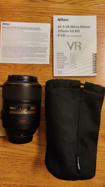 Lightly Used Nikon AF-S VR Micro-NIKKOR 105mm f/2.8G IF-ED Lens
