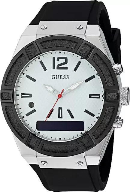 Guess C0001G4 Connect White Dial Black Silicone Band Womens Smart Watch