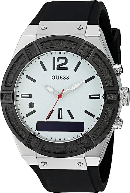 Guess C0001G4 Connect White Dial Black Silicone Band Womens Smart Watch