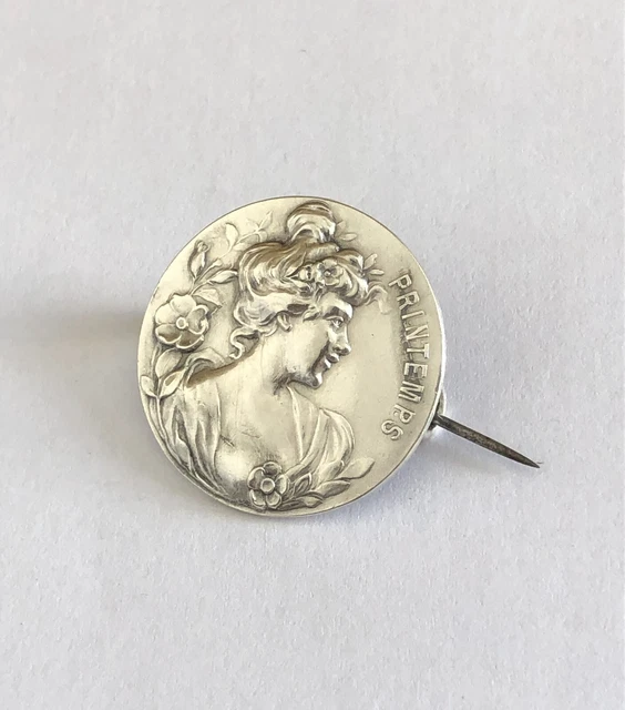 BROCHE Ancienne ART NOUVEAU En Argent Massif - Style École De Nancy - Avec Poinçons - Environ 6 Cm