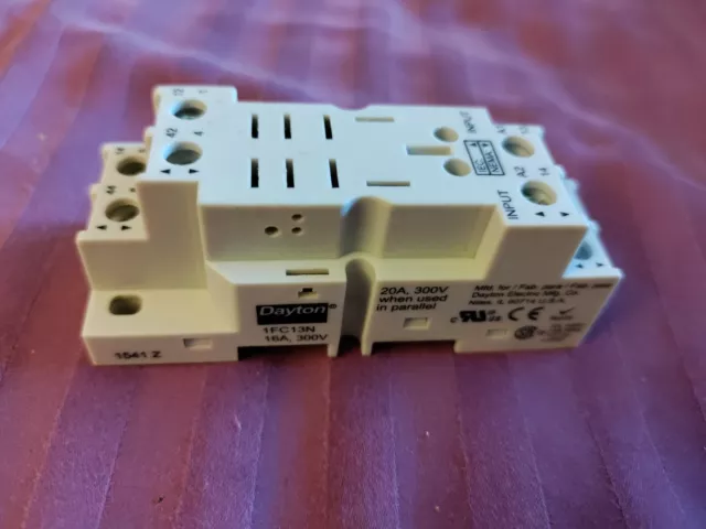 Dayton 1Fc13N Relay Socket 8 Pin 16A 300V Din Rail Mounting Brand New  In Box