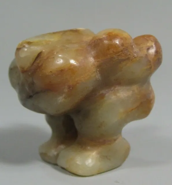 China Chinese Russet/Green Jade Carved Amulet Figure of a Contortionist