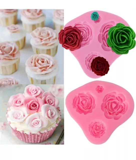 Silicone Flower Fondant Mould Cake Rose Sugar Craft Decorating Baking Icing Mold