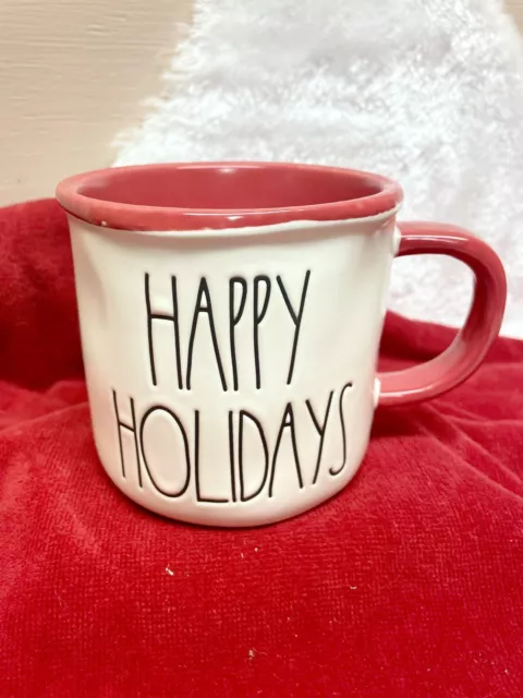 NEW! Rae Dunn By Magenta “HAPPY HOLIDAYS” LL Coffee Tea Christmas Mug HTF