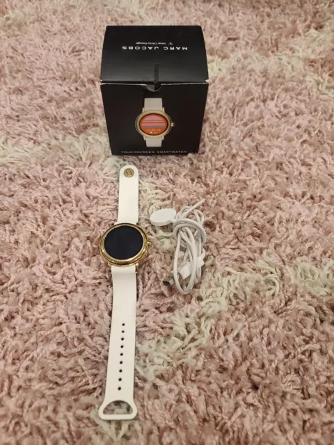 Marc Jacobs Riley Smartwatch Gold w/ White Strap - USED In Box, FAST SHIP