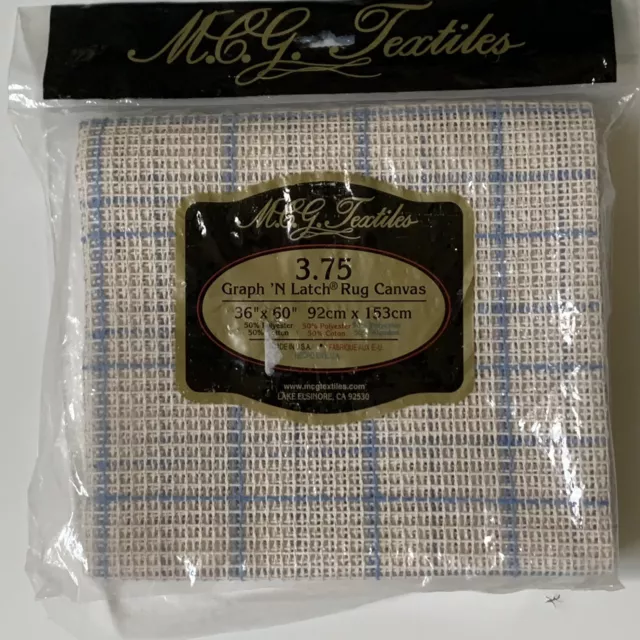 NUEVO MCG Textiles 3,75 gráficos N' Latch alfombra lona 36"" X 60"" en blanco sin usar