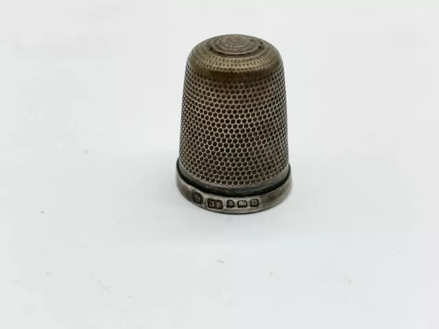 Vintage / Antique Solid Sterling Silver Thimble Jf Size 9