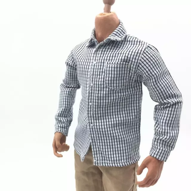 1/6 Scale Gray Plaid Shirt Male Clothes for 12 inch Action Figure