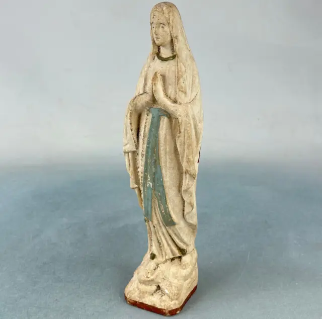 Antique French Religious Virgin Mary Our Lady Of Lourdes Chalkware Figurine