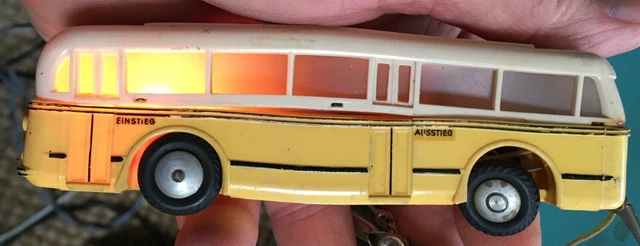 Remorque Trolleybus HO BRAWA - Jaune 4 Roues 2 Axes - Lumineux - Occasion