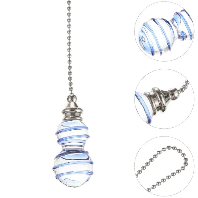 2 piezas Cuerda de tracción de luz de ventilador Cristal Prisma Cadena de tracción Ventilador-Pull-Chain Conexión
