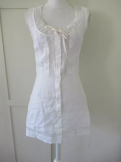 REFORMATION White Crochet Eyelet 100% Linen Mini Dress size 2