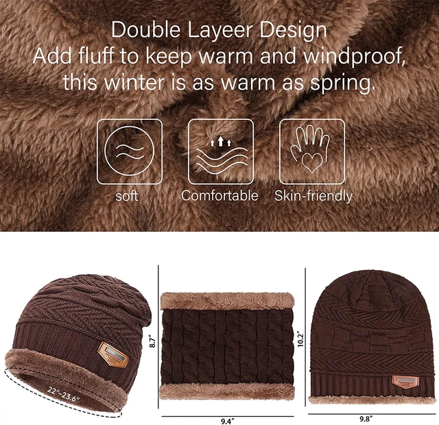 Gorro Para Hombre Gorros De Invierno Hombres Para El Frio Con Bufanda Punto new 5