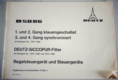 DEUTZ Catalogo Ricambi Supplemento/Lista Parti di Deutz Trattore D 9006 Supporto 08/ 
