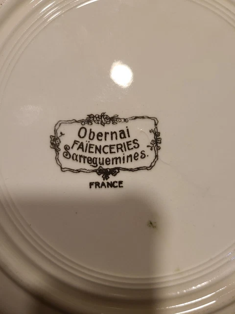 Belle Assiette Plate  Ancienne D Obernai Sarreguemines Alsace France 3