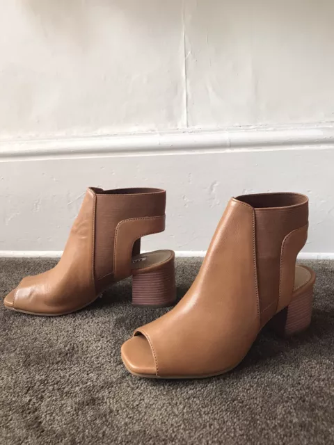 DUNE LADIES JERICHO Block Heeled Sandals Ankle Boots Tan UK 4 EU