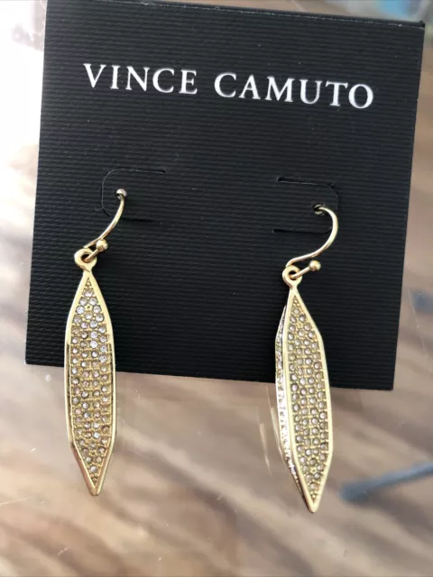 Vince Camuto Gold Pave Crystal Bullet Drops Earrings 3