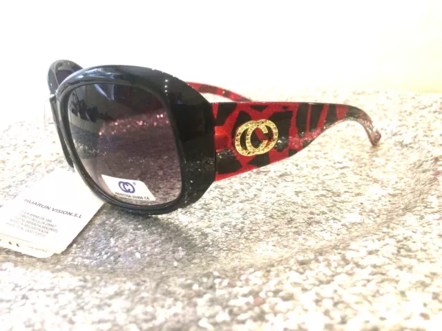 Dasoon Vision Jolie Lunette De Soleil Leopard Noir Et Rouge Femme Uv 400