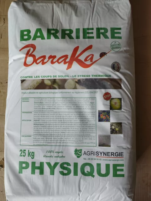 BARAKA 10 kg- Argile blanche anhydre bio - Contre les ravageurs des fruitiers