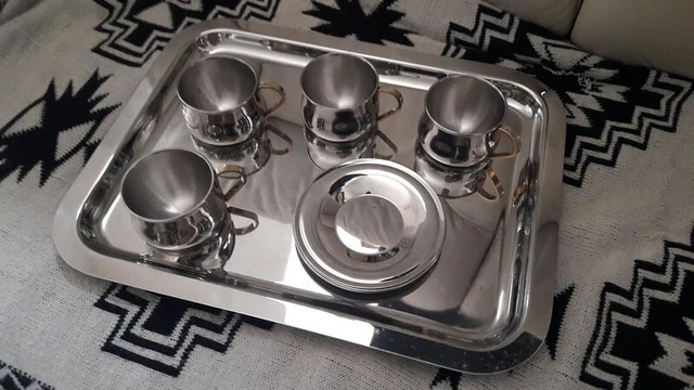 Service à Café INOXRIV 6 Pièces - Inox Argenté - Vintage/Rétro - Italie