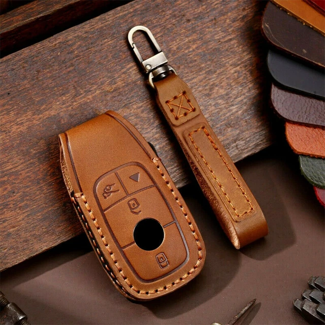 Leather Car Key Fob Cover Case Shell Skin For Mercedes Benz E S Class W213 E300