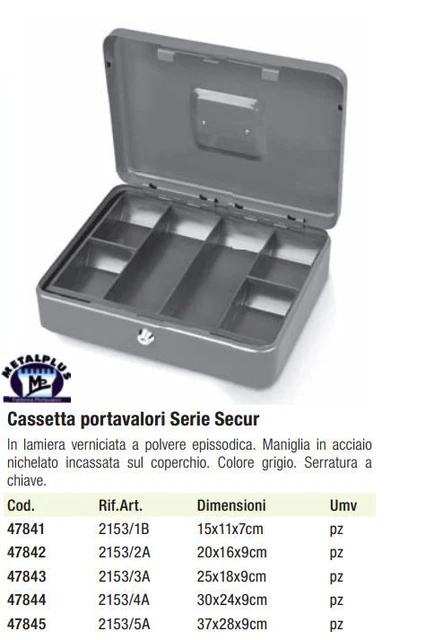 Cassetta Di Sicurezza Portavalori Bes Con Chiavi - 250x180x90 Mm