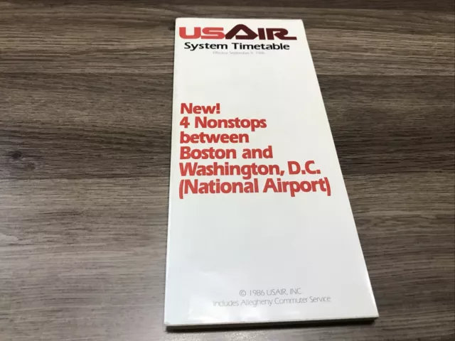 USAIR Flight Schedule Sept 9, 1986