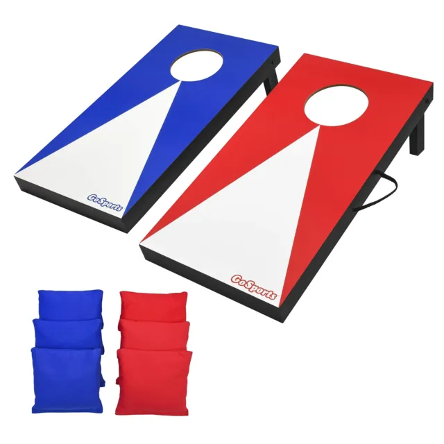 GoSports Portable Size Cornhole Bag Toss Game 2 x 1 ft, Classic Design Blue Red