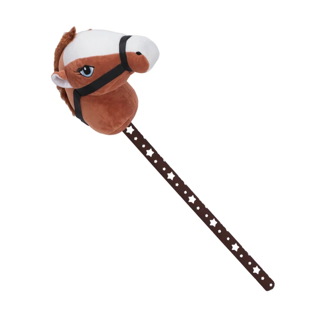 (DARK BROWN) 70CM Height Plush Stick Horse Toy Realistic Trotting