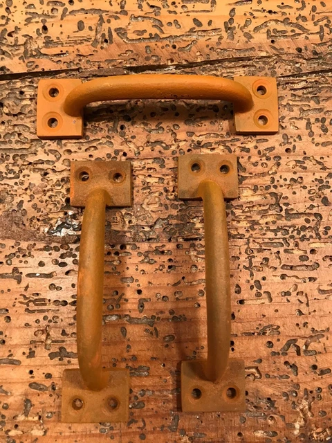 THREE (3) SMall  CAST IRON Rustic  Rusty Door Gate Shed Handles Pulls