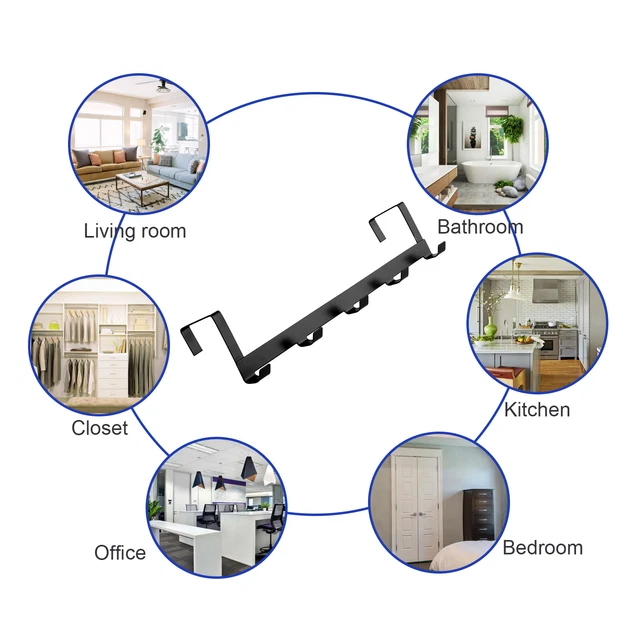 Door Hanger Over Behind Clothes Towel Coat Metal Hook Rack Organizer Save Space