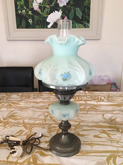 Merge Code 29100 Fenton Glass Hand Painted Lamp 300mm High