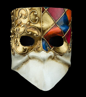 Mask from Venice Bauta Blue Golden Mosaic for Man-Paper Mash- 2159 -CB3